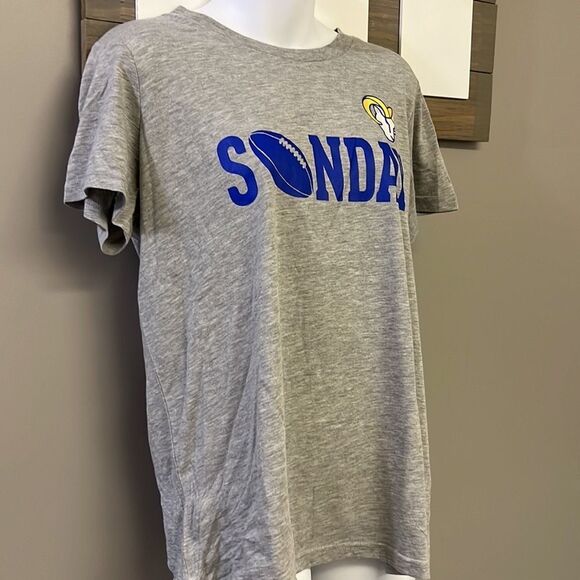 NFL LA Rams Sunday Football Women’s Short Sleeve Heather Gray T-Shirt- Large - Picture 3 of 16
